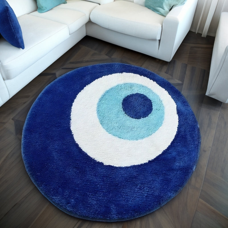 Azure Evil Eye Plush Rug
