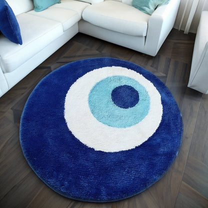 Azure Evil Eye Plush Rug