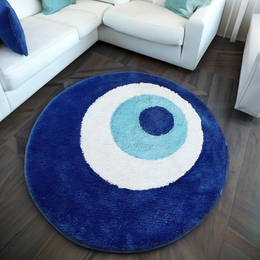 Azure Evil Eye Plush Rug