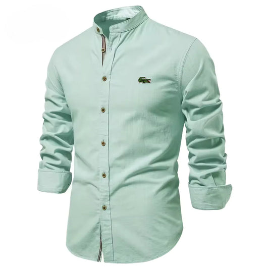Cotton Linen Shirt Men Embroidery